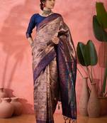 Woven jacquard silk blended blue saree