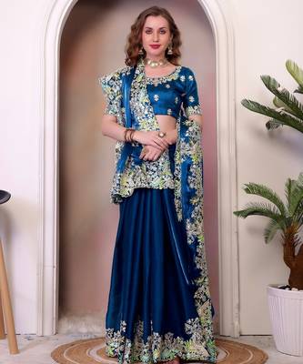 Blue jimmy choo heavy sequins saree 1