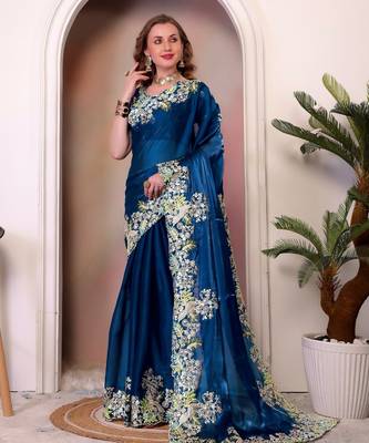 Blue jimmy choo heavy sequins saree 2