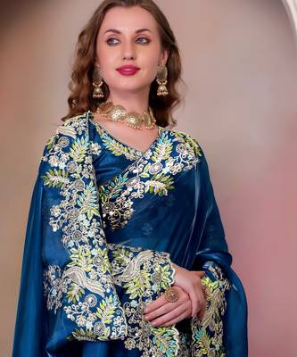 Blue jimmy choo heavy sequins saree 3