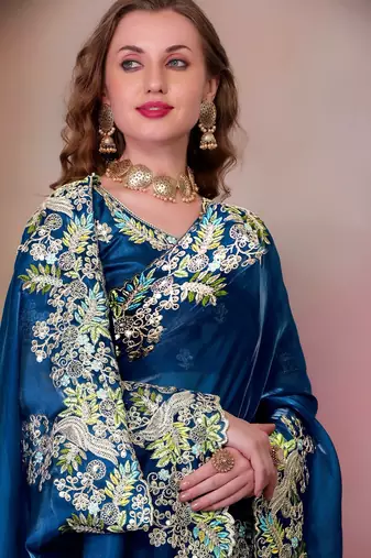 Blue jimmy choo heavy sequins saree