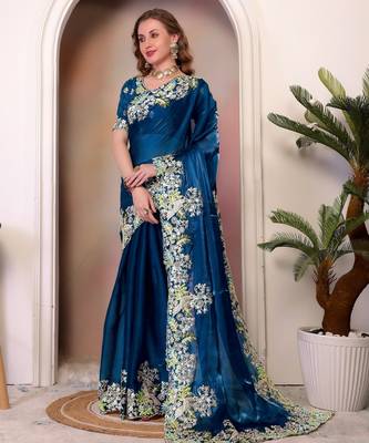 Blue jimmy choo heavy sequins saree 4
