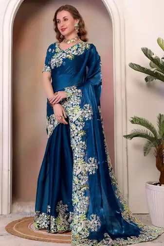 Blue jimmy choo heavy sequins saree