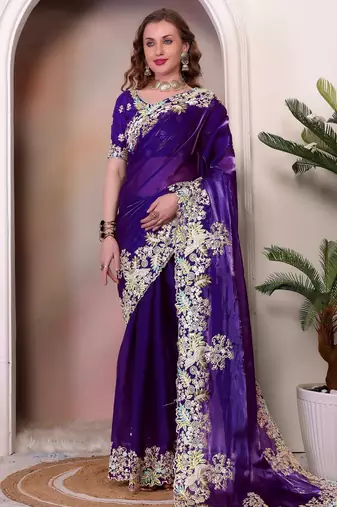 Purple jimmy choo heavy sequins saree