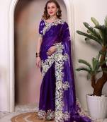 Purple jimmy choo heavy sequins saree