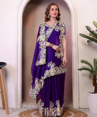 Purple jimmy choo heavy sequins saree 2