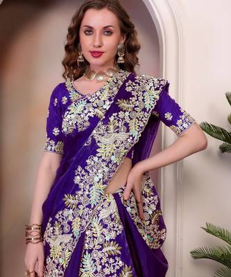 Purple jimmy choo heavy sequins saree 3