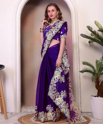 Purple jimmy choo heavy sequins saree 4