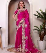 Pink jimmy choo heavy sequins saree