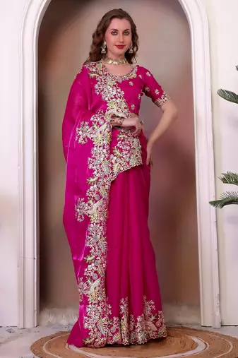 Pink jimmy choo heavy sequins saree