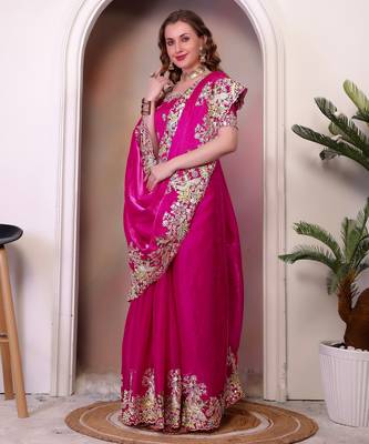 Pink jimmy choo heavy sequins saree 4