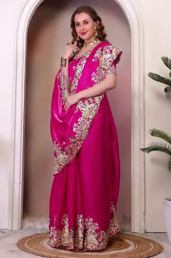 Pink jimmy choo heavy sequins saree