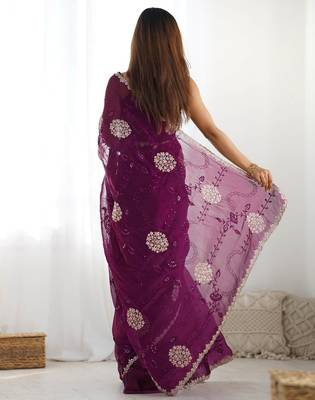 Wine embroidered jimmy choo saree 2