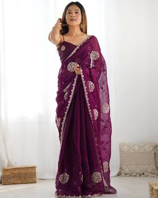 Wine embroidered jimmy choo saree 4