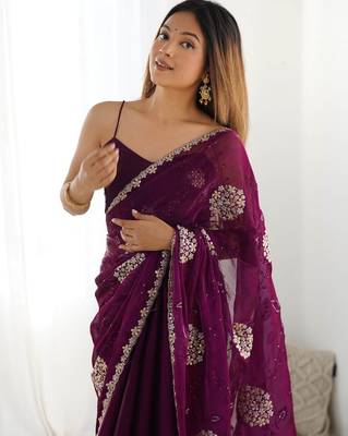 Wine embroidered jimmy choo saree 5