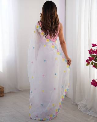 White embroidered jimmy choo saree 2