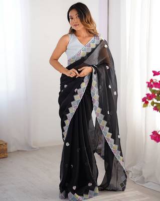 Black embroidered jimmy choo saree 1