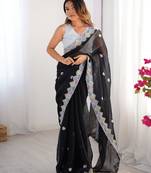 Black embroidered jimmy choo saree