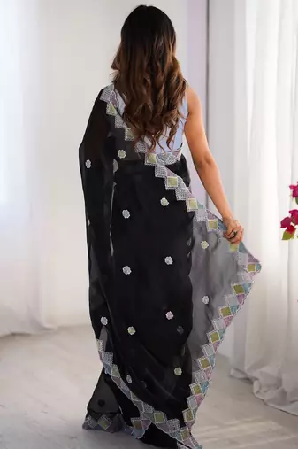 Black embroidered jimmy choo saree