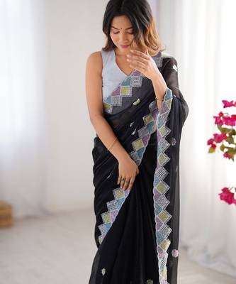 Black embroidered jimmy choo saree 3