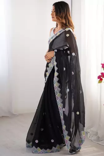 Black embroidered jimmy choo saree