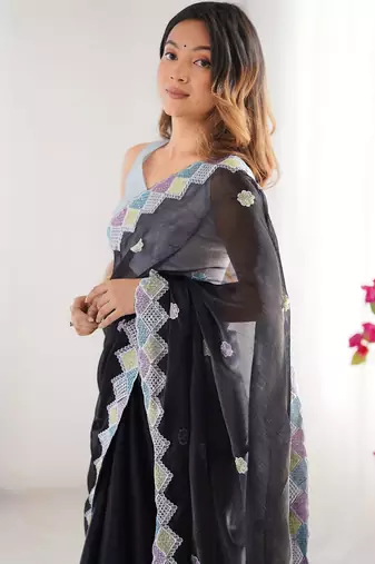 Black embroidered jimmy choo saree