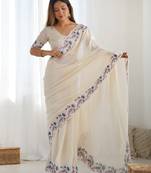 Off white vichitra art silk saree