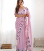 Pink vichitra art silk saree