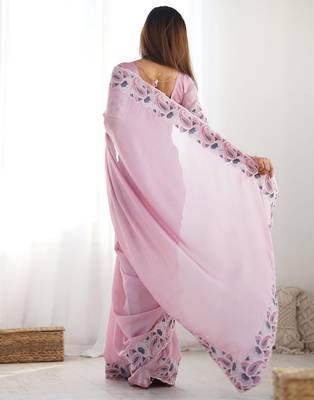 Pink vichitra art silk blend saree 2