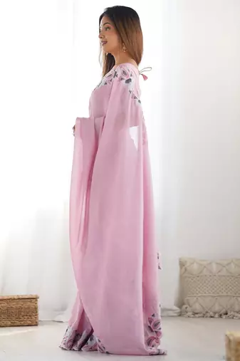 Pink vichitra art silk blend saree