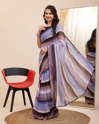 pre draped multi georgette printed saree 5