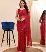 ready to wear maroon georgette printed saree