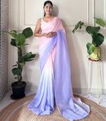 Pink crunchy padding solid ready to wear saree