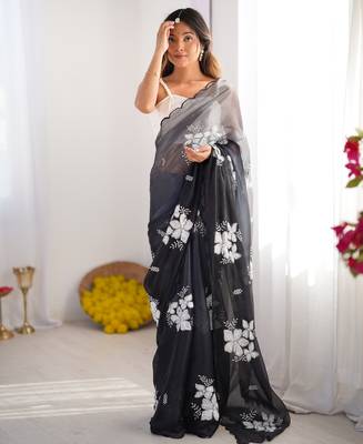 Black jimmy choo dual sequin embroidered saree 1