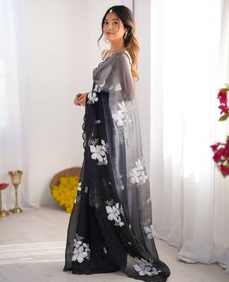 Black jimmy choo dual sequin embroidered saree 3
