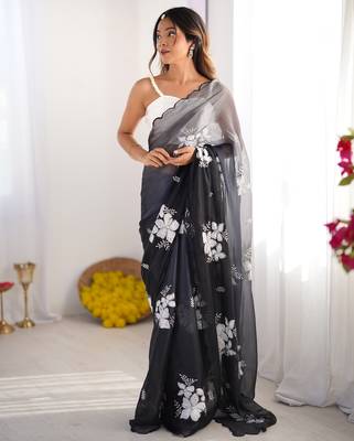 Black jimmy choo dual sequin embroidered saree 5
