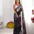 dark brownish purple jimmy choo dual sequin embroidered saree