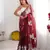 Wine jimmy choo dual sequin embroidered saree