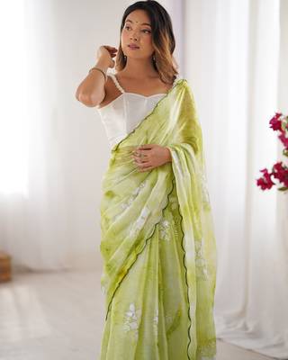 Green jimmy choo sequins embroidered saree 4