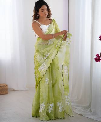 Green jimmy choo sequins embroidered saree 5