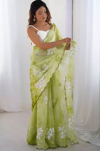 Green jimmy choo sequins embroidered saree
