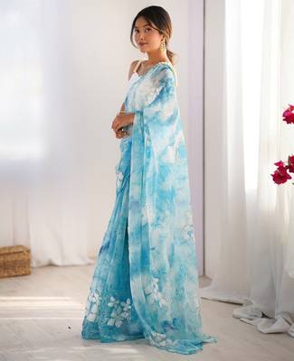 Sky blue jimmy choo sequins embroidered saree 6