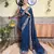 Georgette blue saree with embroidered work