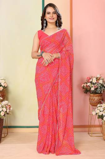 Red pinted ready to wear saree