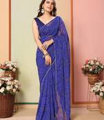 Blue pinted ready to wear saree
