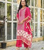 Red printed muslin mehna rosewood kaftans