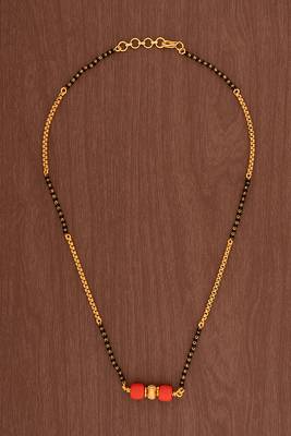  short mangalsutra with coral tali one gram gold 2