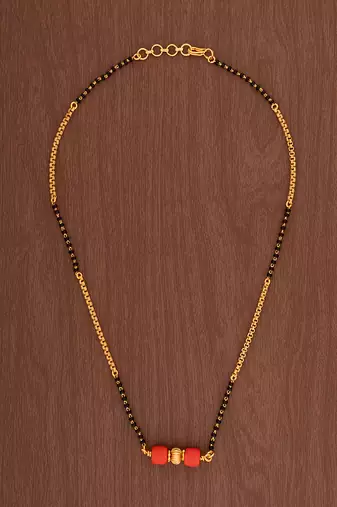  short mangalsutra with coral tali one gram gold