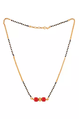  short mangalsutra with coral tali one gram gold