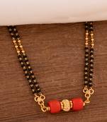  long 30" mangalsutra with coral gsb vati one gram gold